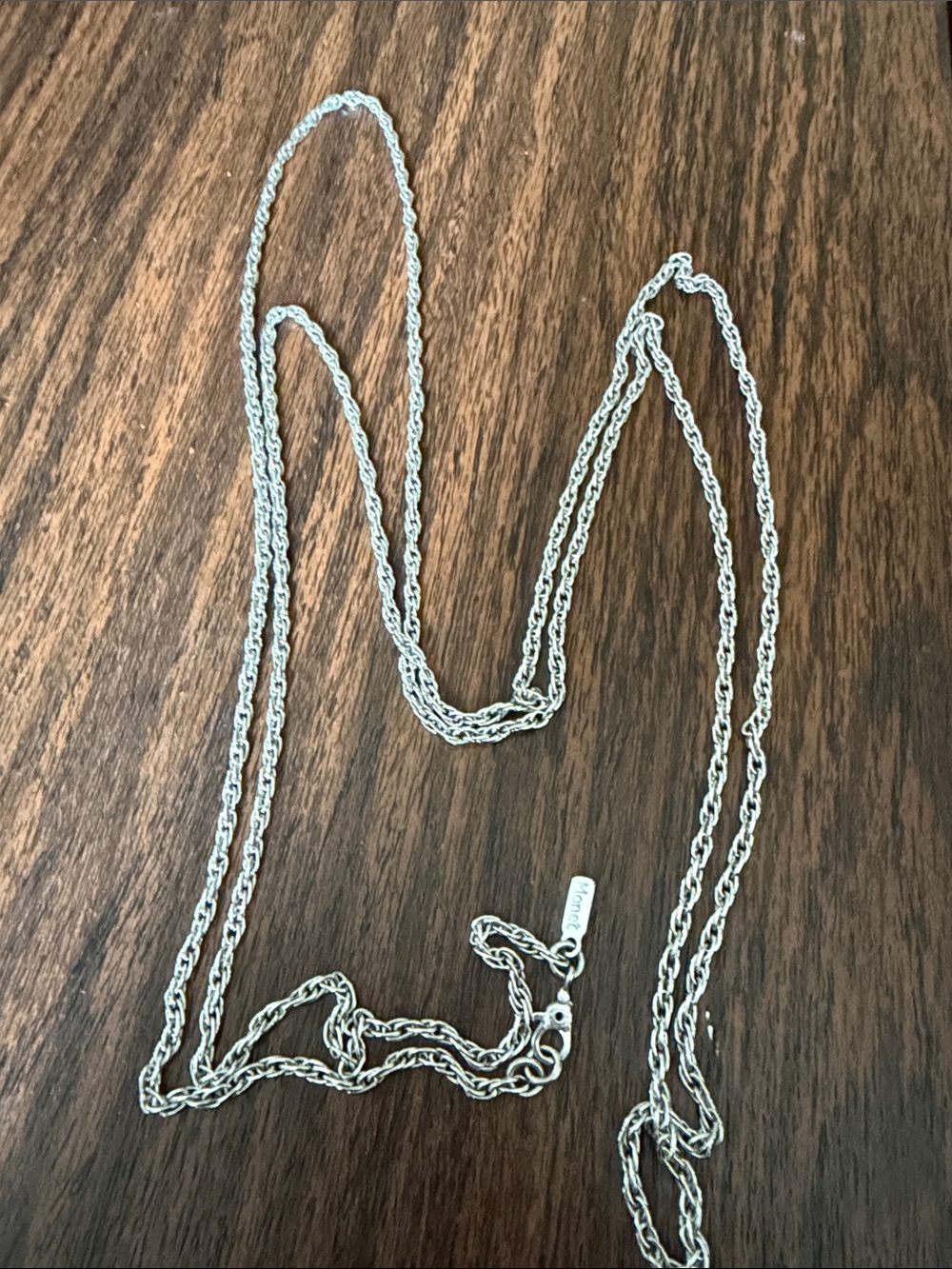 Monet vintage Silver 27” Rope Chain Necklace
